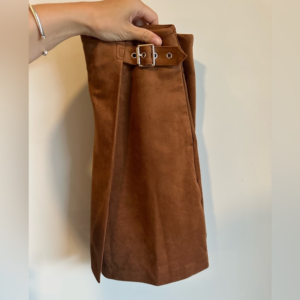 J. Crew Buckle Mini Skirt in Faux Suede 0